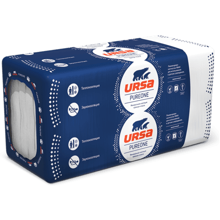 Утеплитель URSA Pureone 34 PN (1250х600, 12 плит, 9м2, 0.45 м3) — 100 мм