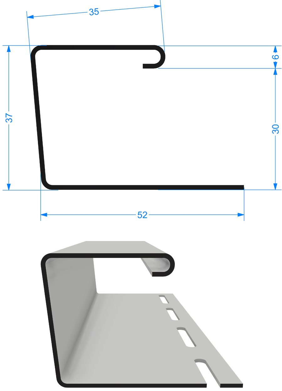 Чертежи: Фасадная панель 1052×432 Docke СЛАНЕЦ Slate