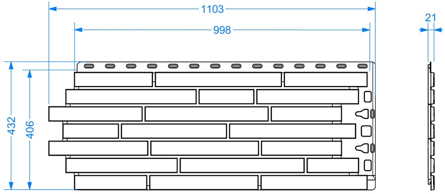 Чертежи: Фасадная панель 1103×432 Docke Klinker