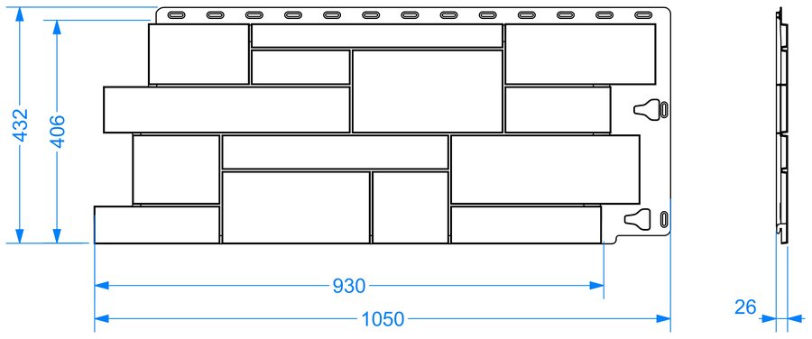 Чертежи: Фасадная панель 1052×432 Docke СЛАНЕЦ Slate
